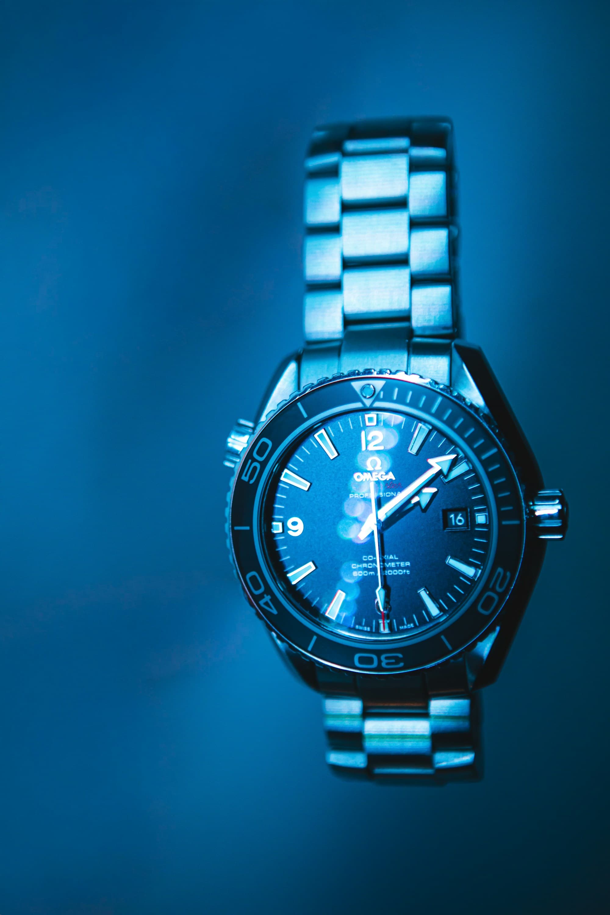 Omega Planet Ocean diver photographed during catalogue review